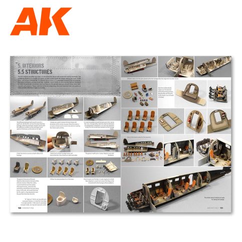 AK Interactive Aircraft FAQ spread on interiors and cockpit structures with detailed parts