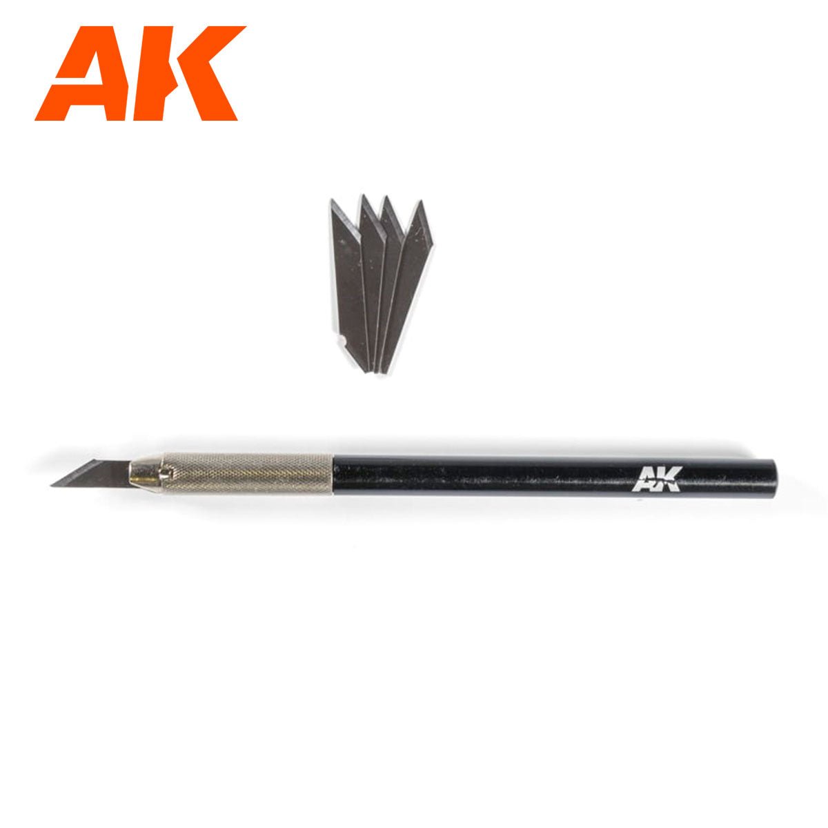 AK Interactive hobby knife with black handle and spare blades, from the Basic Tools Set
