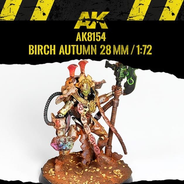 Painted fantasy miniature on a base scattered with AK Interactive Birch Autumn 28mm/1:72 leaves