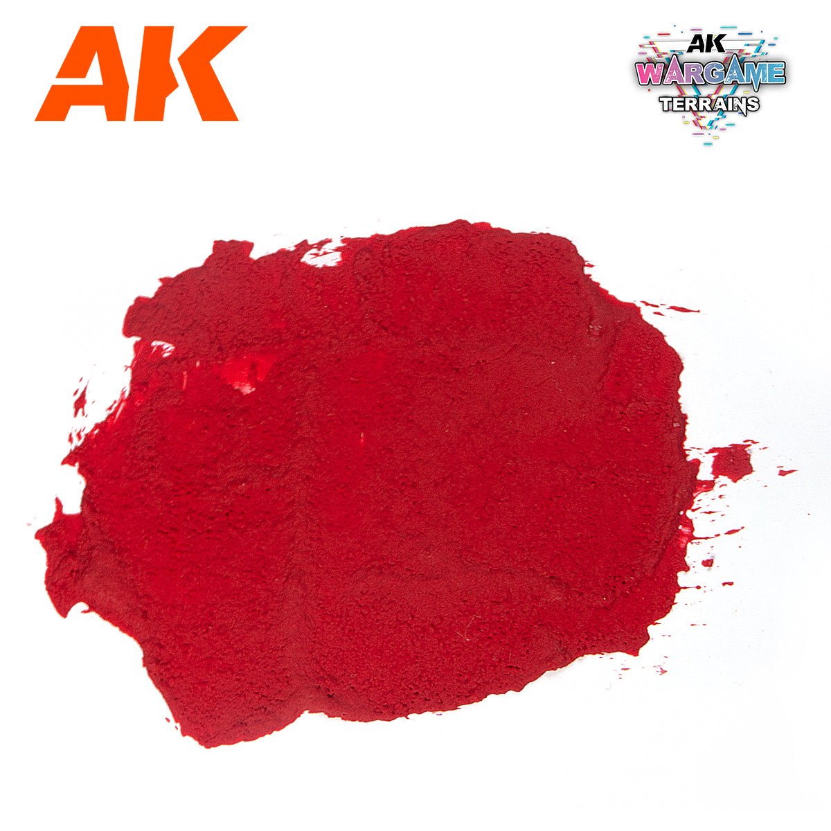 Swatch of AK Interactive Bloody Land textured terrain paste spread out in bright blood red