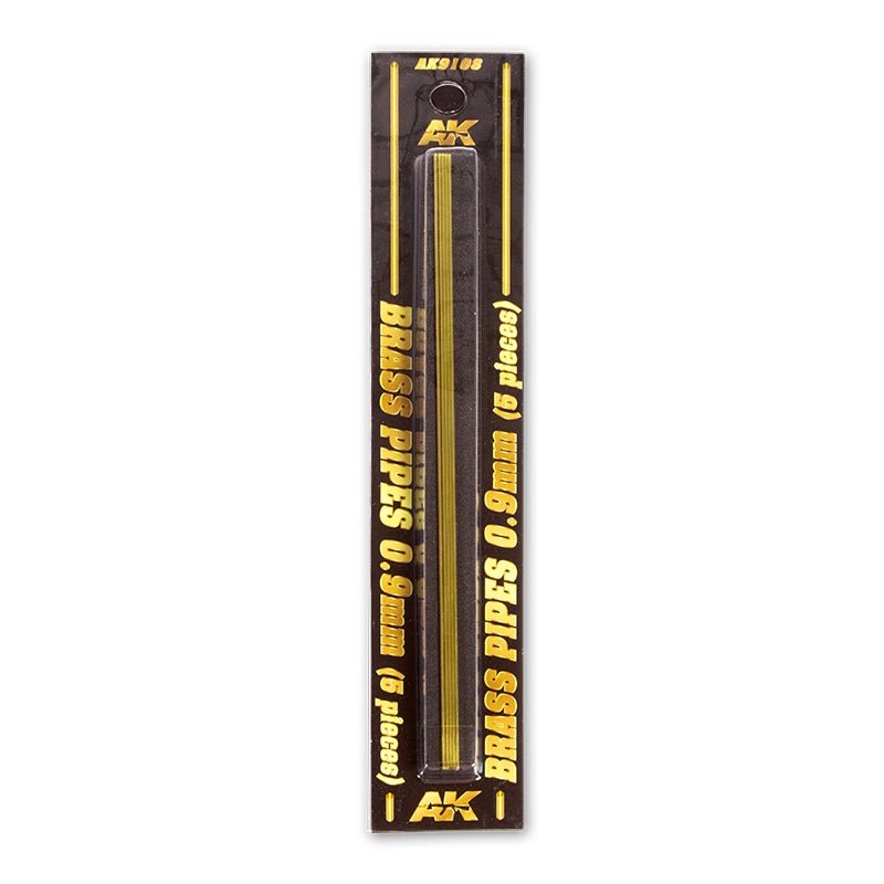 AK Interactive Brass Pipes 0.9mm, 5 Units modelling construction material