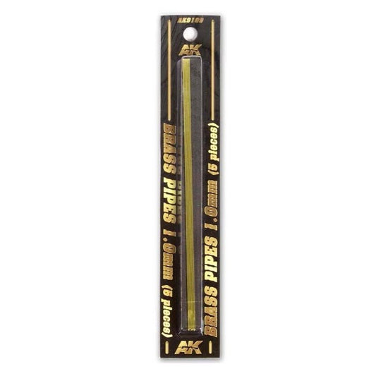 AK Interactive Brass Pipes 1.0mm, 5 Units modelling construction material