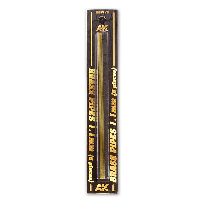 AK Interactive Brass Pipes 1.1mm, 5 Units modelling construction material
