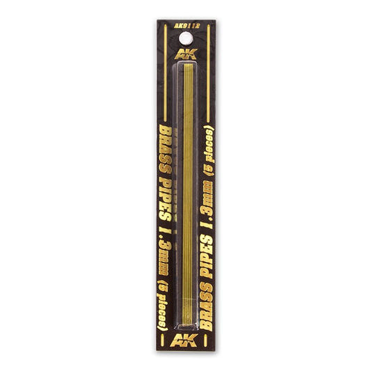 AK Interactive Brass Pipes 1.3mm, 5 Units modelling construction material