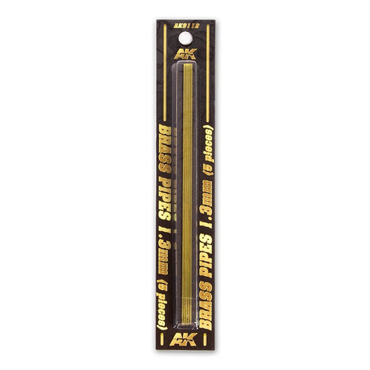 AK Interactive Brass Pipes 1.3mm, 5 Units modelling construction material