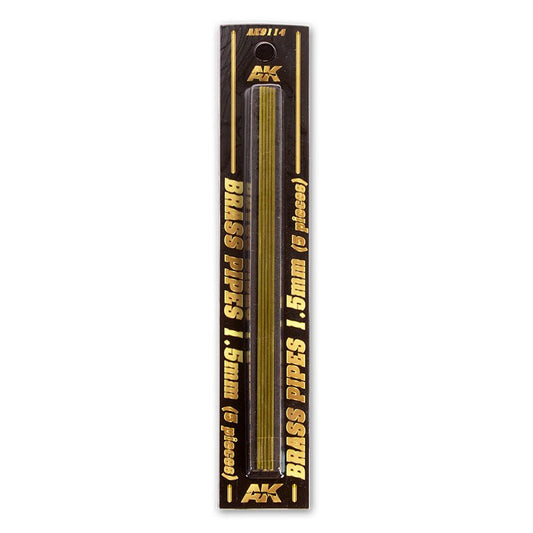 AK Interactive Brass Pipes 1.5mm, 5 Units modelling construction material