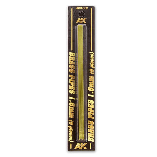 AK Interactive Brass Pipes 1.6mm, 5 Units modelling construction material