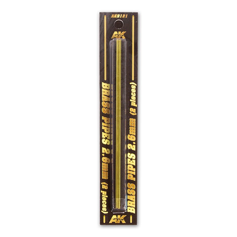 AK Interactive Brass Pipes 2.6mm, 2 Units modelling construction material