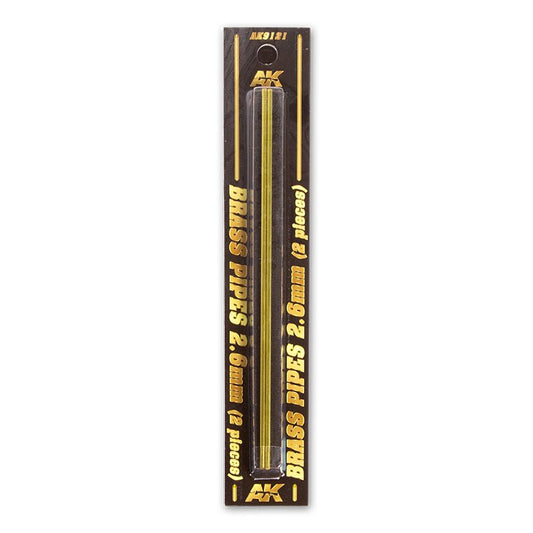 AK Interactive Brass Pipes 2.6mm, 2 Units modelling construction material