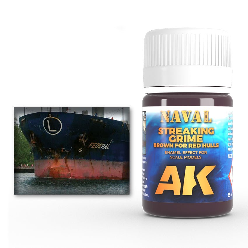 AK Interactive Brown Streaking Grime for Red Hulls weathering product for scale models