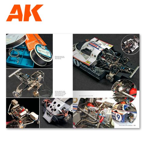 Cars and Civil Vehicles FAQ spread with detailed racing car engine and chassis builds