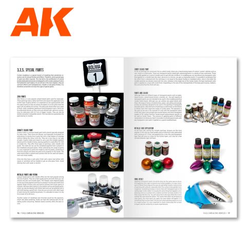 Cars and Civil Vehicles Scale Modelling FAQ spread on special paints and metallic finishes