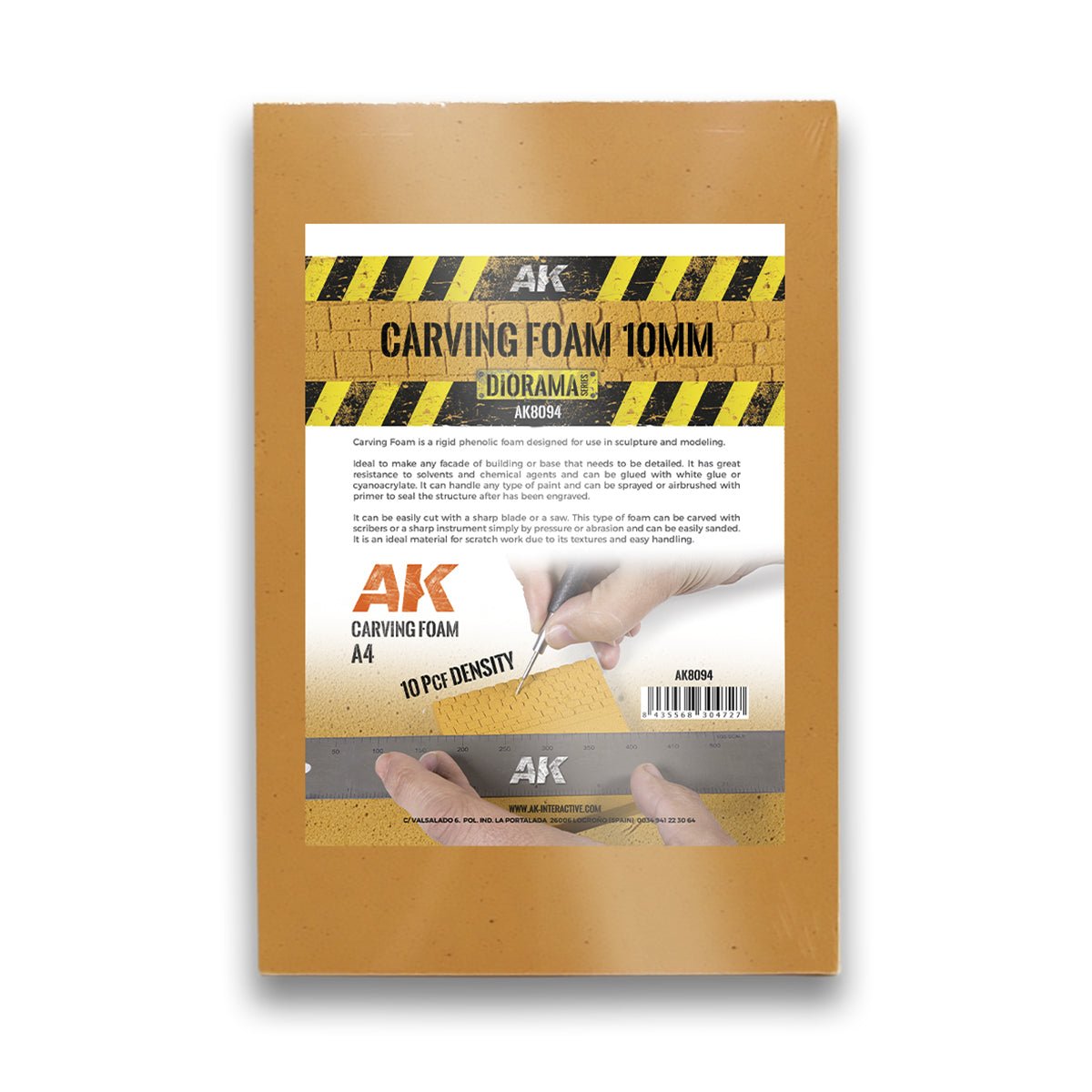 AK Interactive Carving Foam 10mm A4 Size (305 X 228mm) modelling construction material