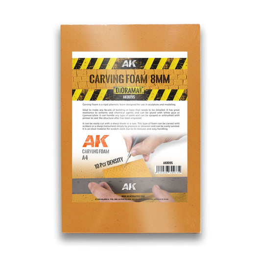 AK Interactive Carving Foam 8mm A4 Size (305 X 228mm) modelling construction material