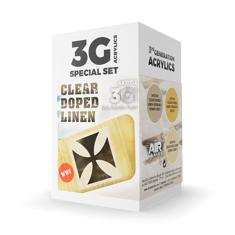 AK Interactive 3rd Generation acrylic paint set Clear Doped Linen Set 3G