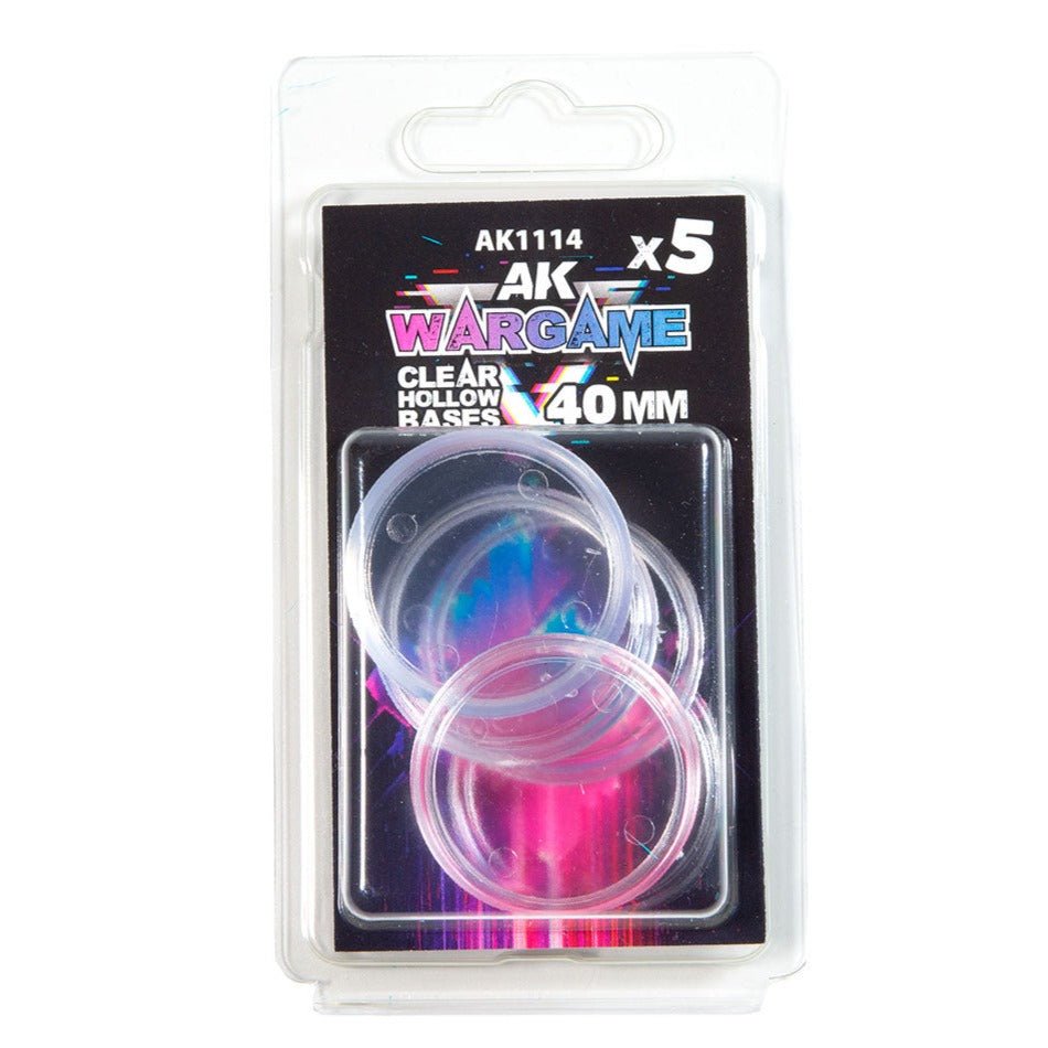 AK Interactive 3rd Generation acrylic paint Clear Hollow Round Bases 40mm X 5 17ml dropper bottle