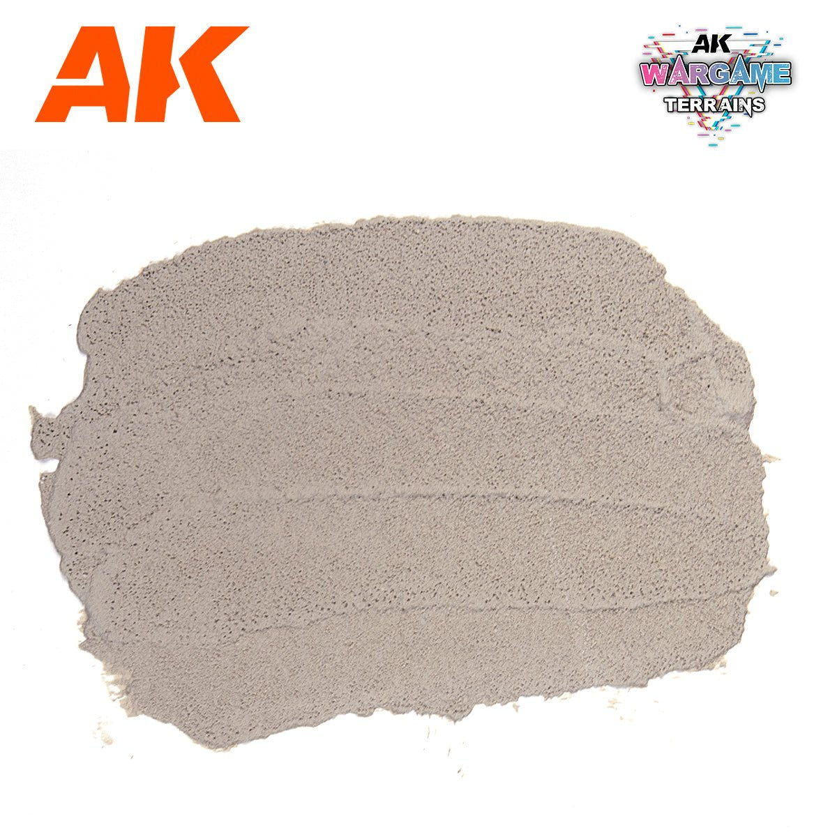 AK Interactive Concrete textured basing paste spread out to show its grey, gritty finish