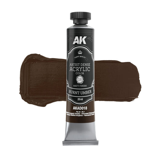 AK Dense Acrylic tube paint Burnt Umber