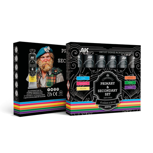 AK Dense Acrylic tube paint Primary & Secondary Set (6 Tubes)