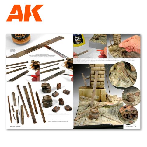 AK Dioramas FAQ sample pages: wooden beams and debris for a ruined diorama