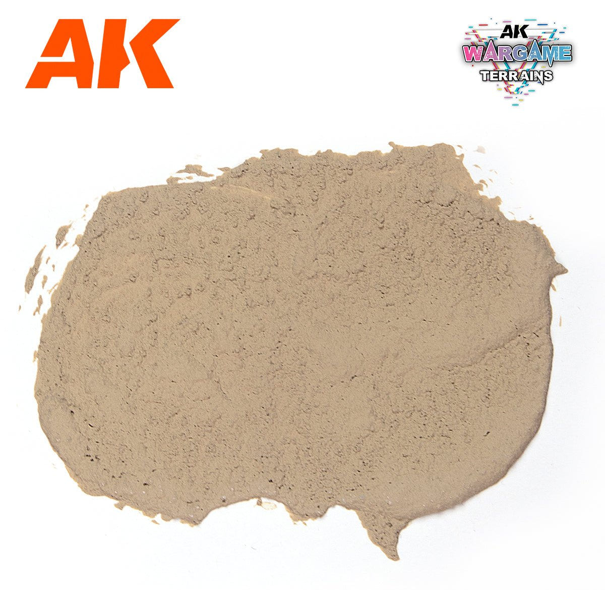 AK Interactive Dry Ground textured terrain paste spread out, a pale sandy earth finish