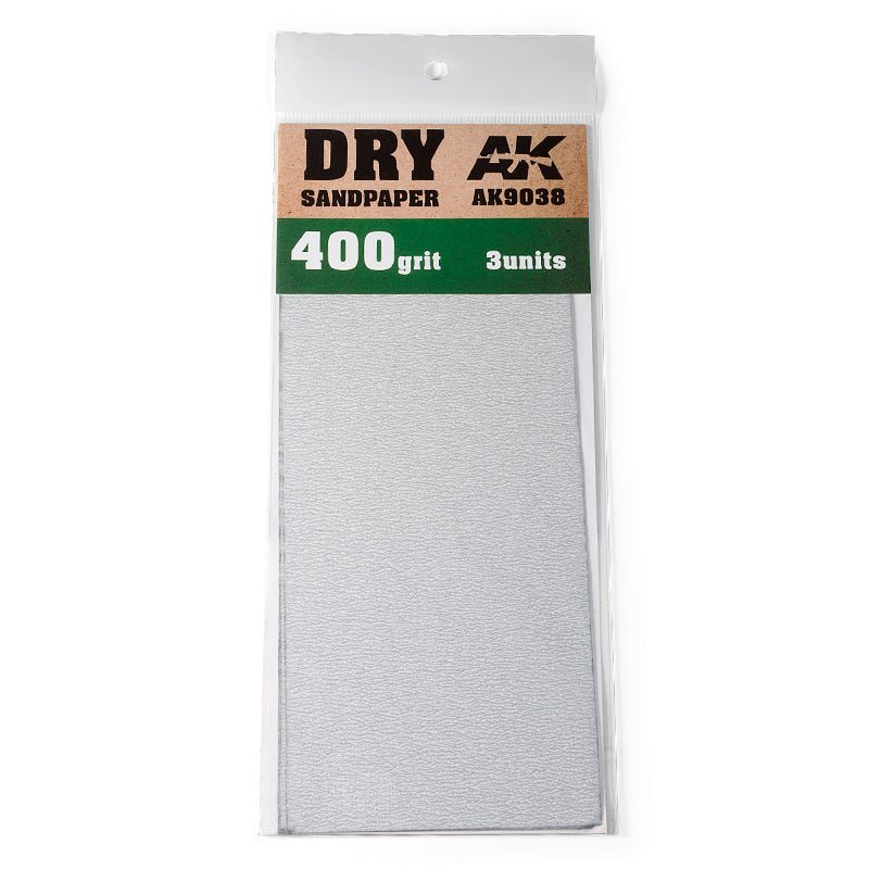 AK Interactive Dry Sandpaper 400 Grit (Pack of 3) hobby tool