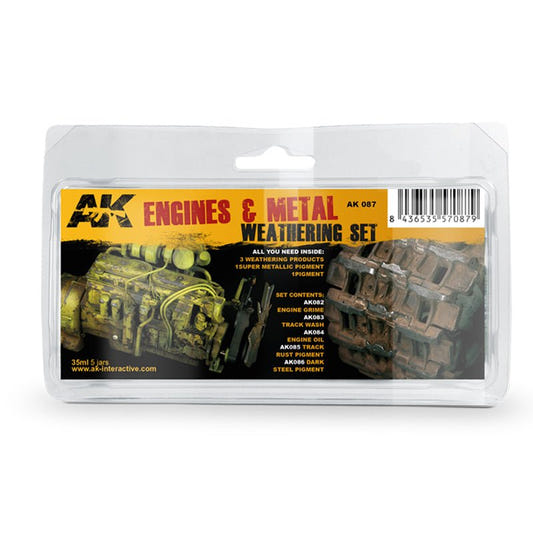AK Interactive Engines and Metal Weathering Set weathering set for scale models