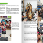 AK Interactive FAQ 2 page spread showing a painted bust and dragon with step-by-step notes