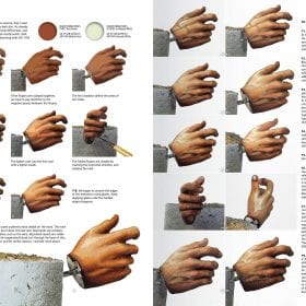 Figures F.A.Q. pages on painting hands, step by step