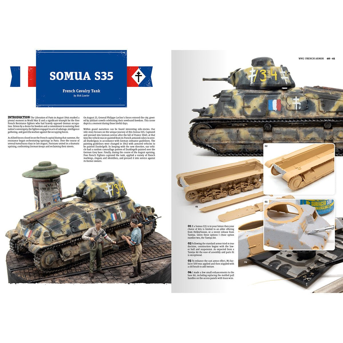 AK Interactive French Armour guide spread on the Somua S35 cavalry tank in camouflage