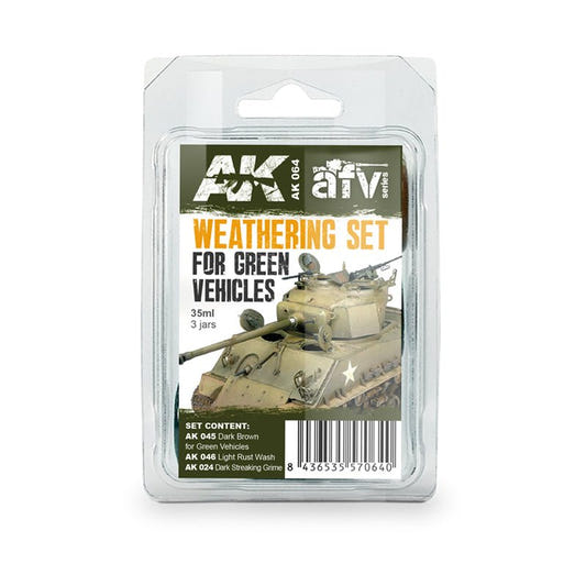 AK Interactive Green Vehicles Weathering Set weathering set for scale models