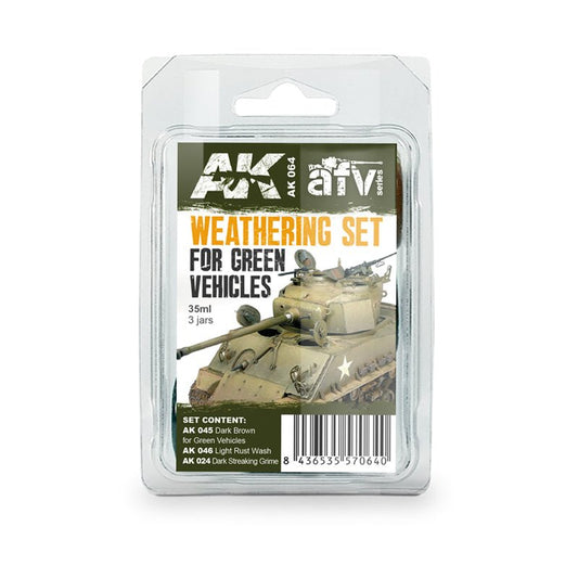 AK Interactive Green Vehicles Weathering Set weathering set for scale models
