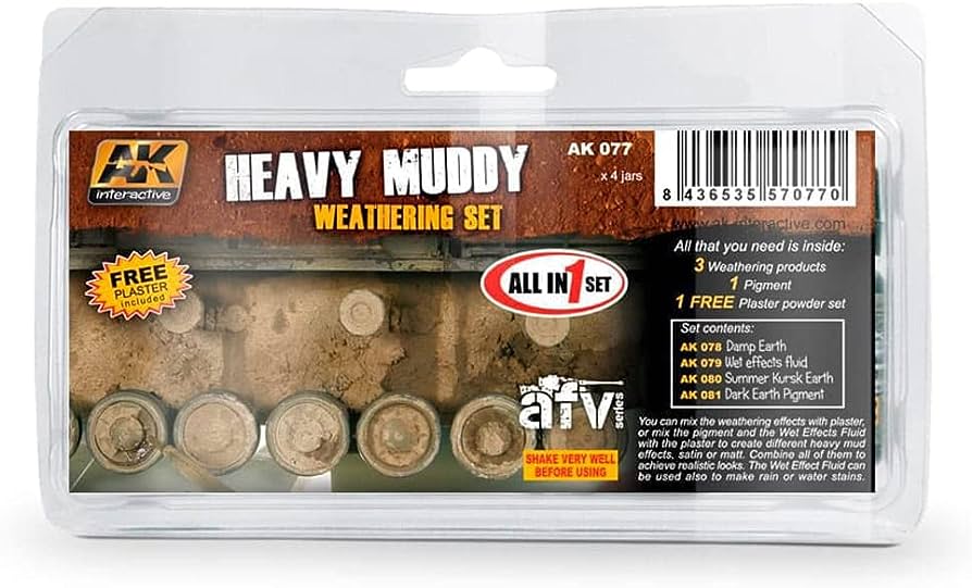 AK Interactive Heavy Muddy Weathering Set weathering set for scale models