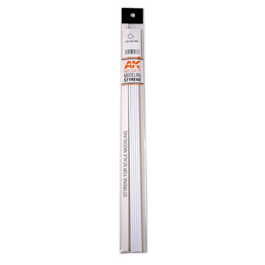 AK Interactive Hollow Tube 6.00Dx350mm (W.T. 0,7mm)-Styrene Strip modelling construction material