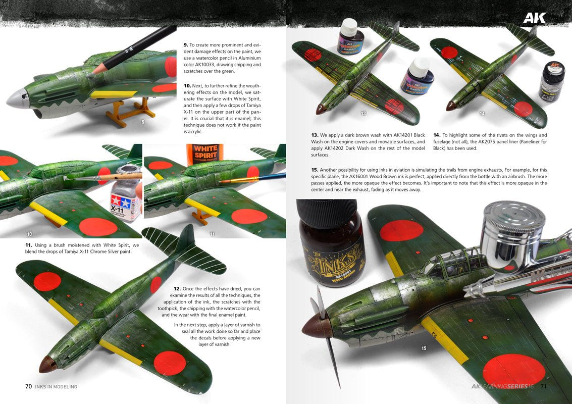 AK Interactive Inks in Modelling pages on painting green WWII aircraft models with inks