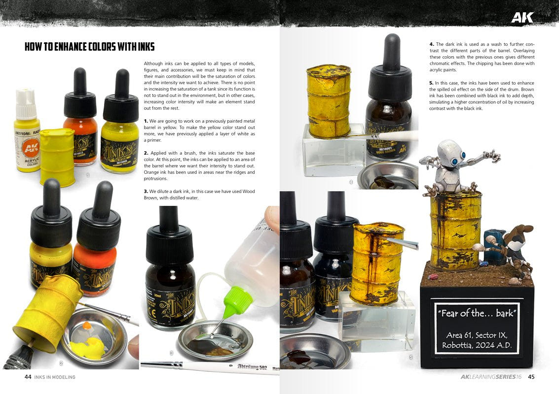 AK Learning Series 16 pages on enhancing colours with inks on a painted diorama