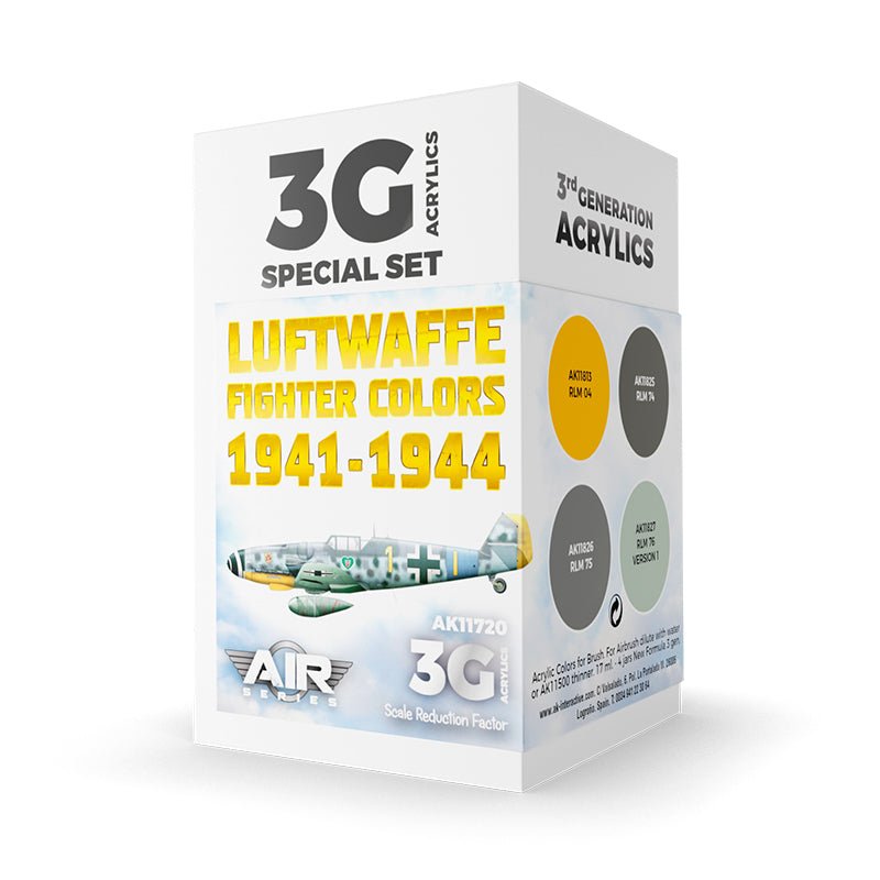 AK Interactive 3rd Generation acrylic paint set Luftwaffe Fighter Colors 1941-1944 Set 3G