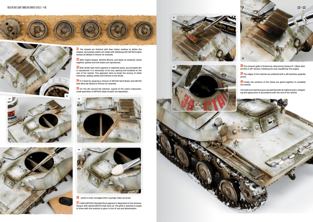 AK Interactive Modelling WW2 Light Tanks book spread on painting and weathering a whitewashed tank