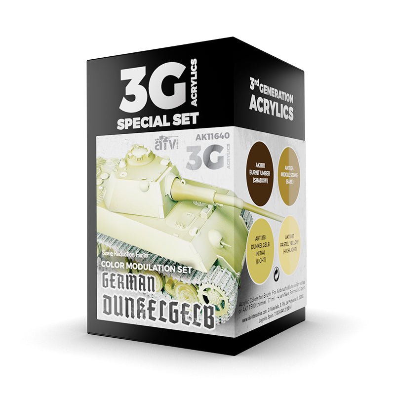 AK Interactive 3rd Generation acrylic paint Modulation German Dunkelgelb 3G 17ml dropper bottle
