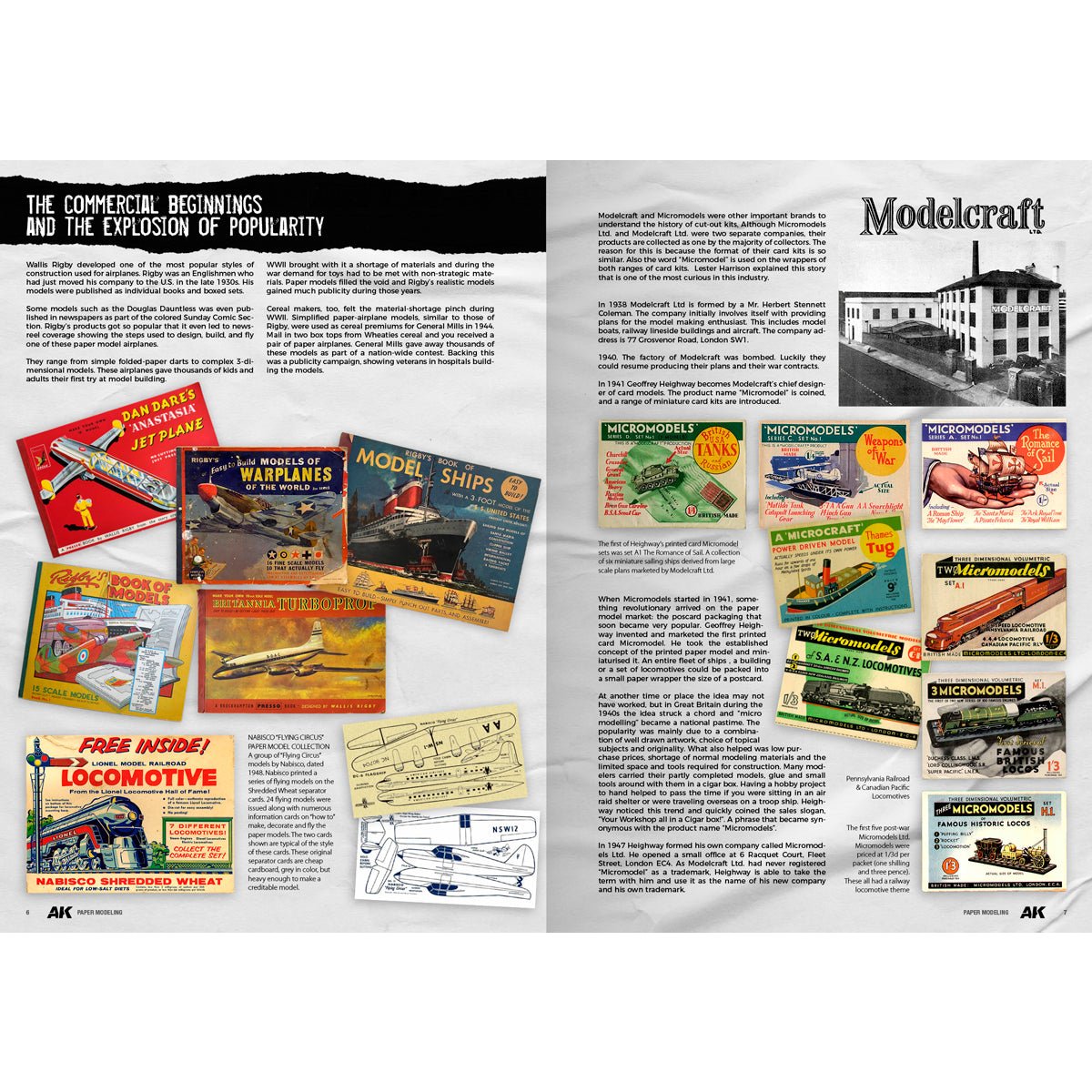 Paper Modelling Techniques pages on the history of commercial card model kits