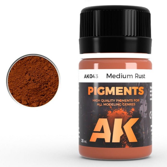 AK Interactive Pigment - Medium Rust weathering product for scale models