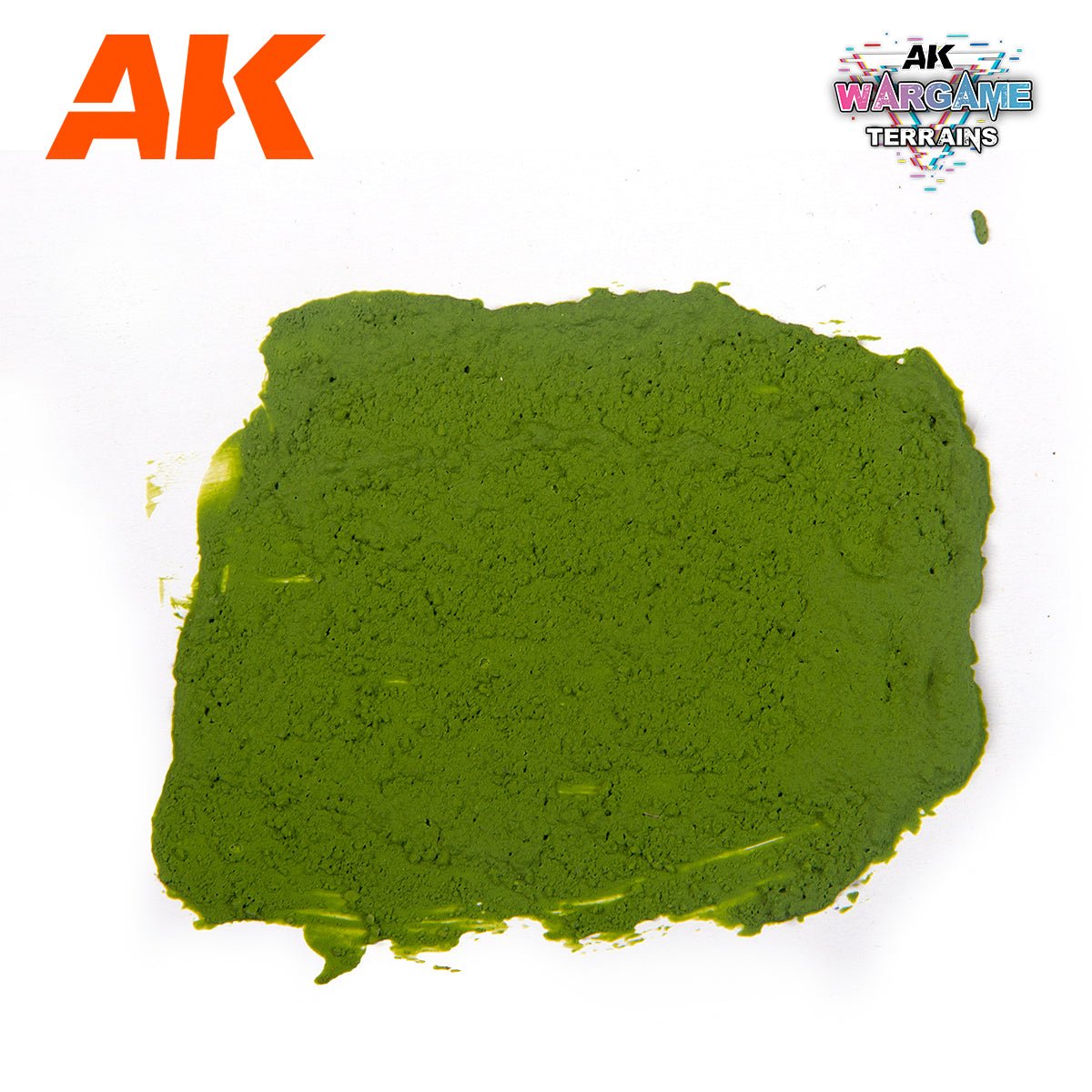 AK Interactive Plague Ground textured basing paste spread out to show its sickly green finish