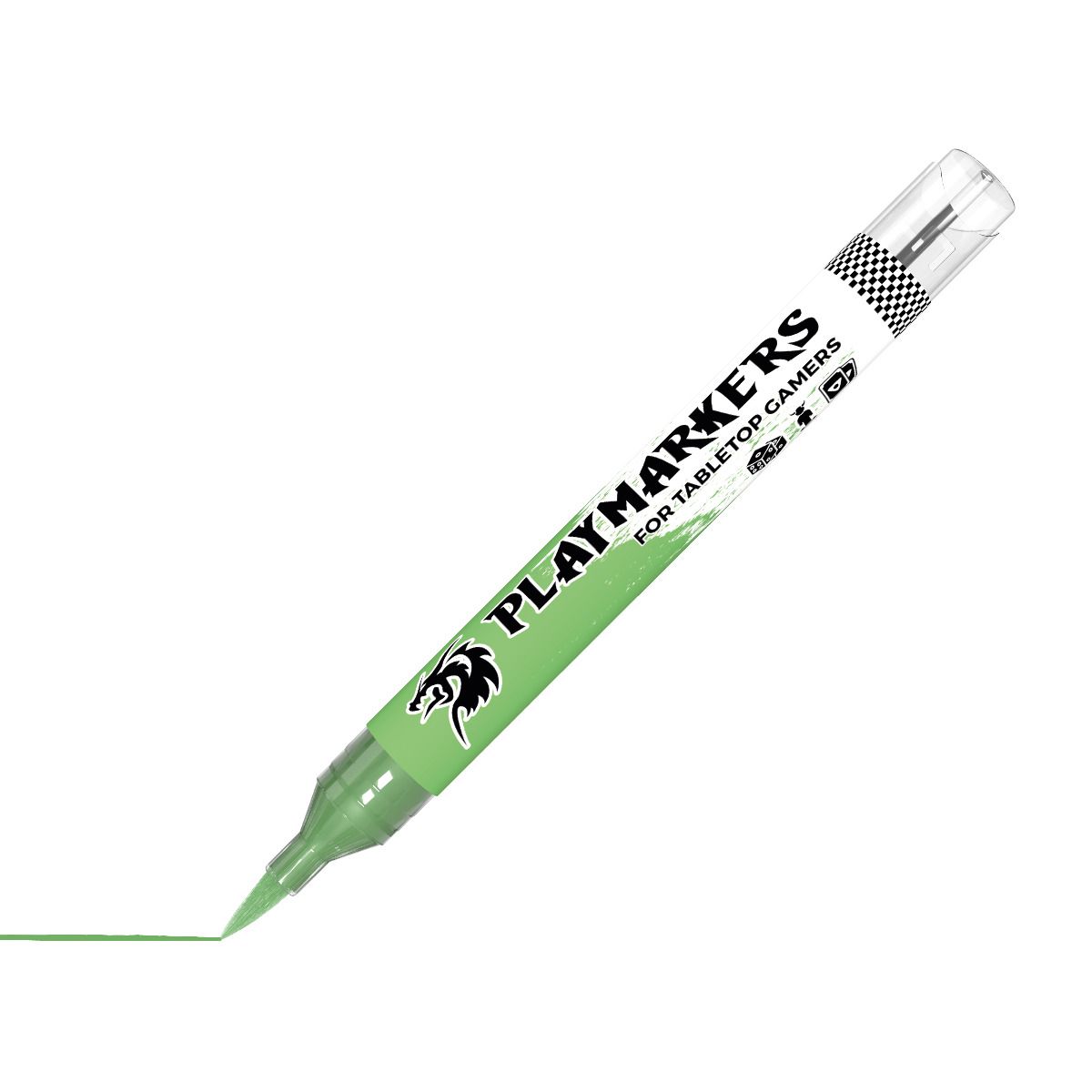 AK Interactive Playmarkers Animal Green AKM014 paint marker uncapped, drawing a light green line