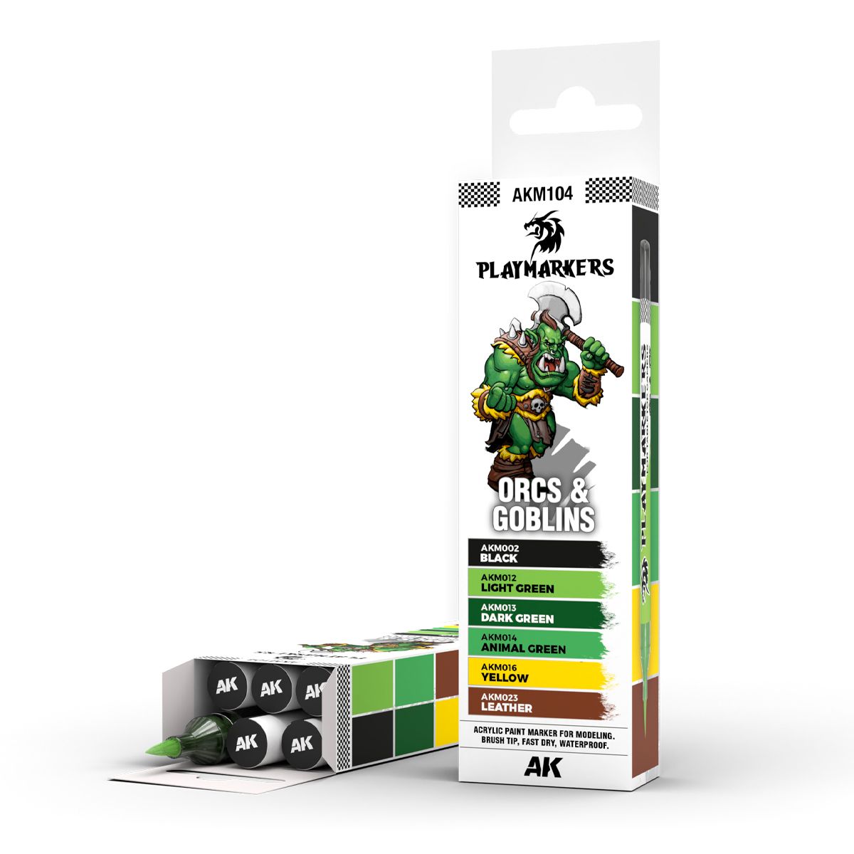 AK Interactive Playmarker acrylic paint marker Set - Orcs & Goblins