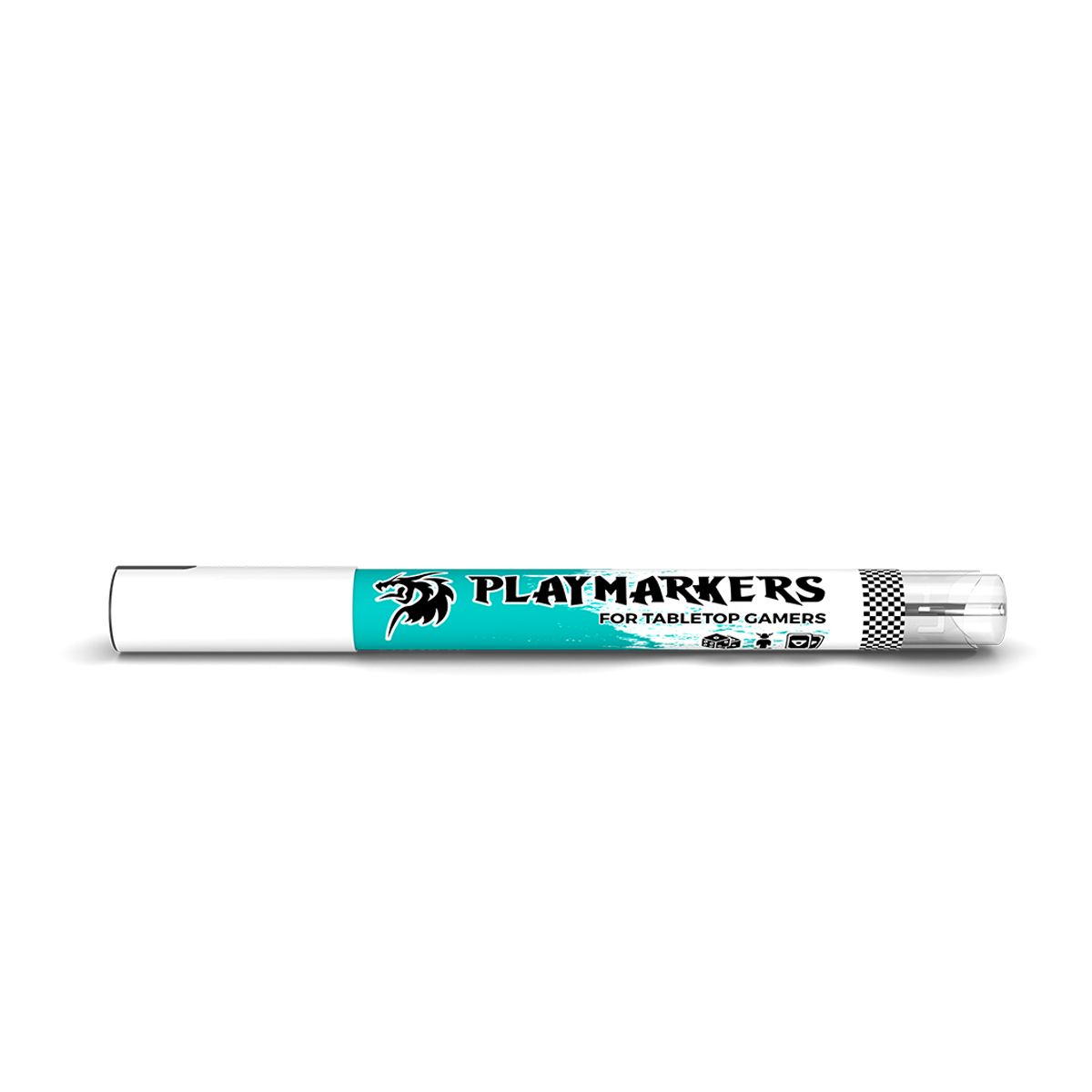 AK Interactive Playmarkers Turquoise paint marker pen, capped, side view