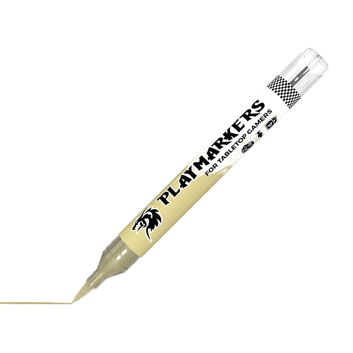 AK Interactive Playmarkers Zombie Skin (AKM011) paint marker, angled with the nib drawing a pale sage line