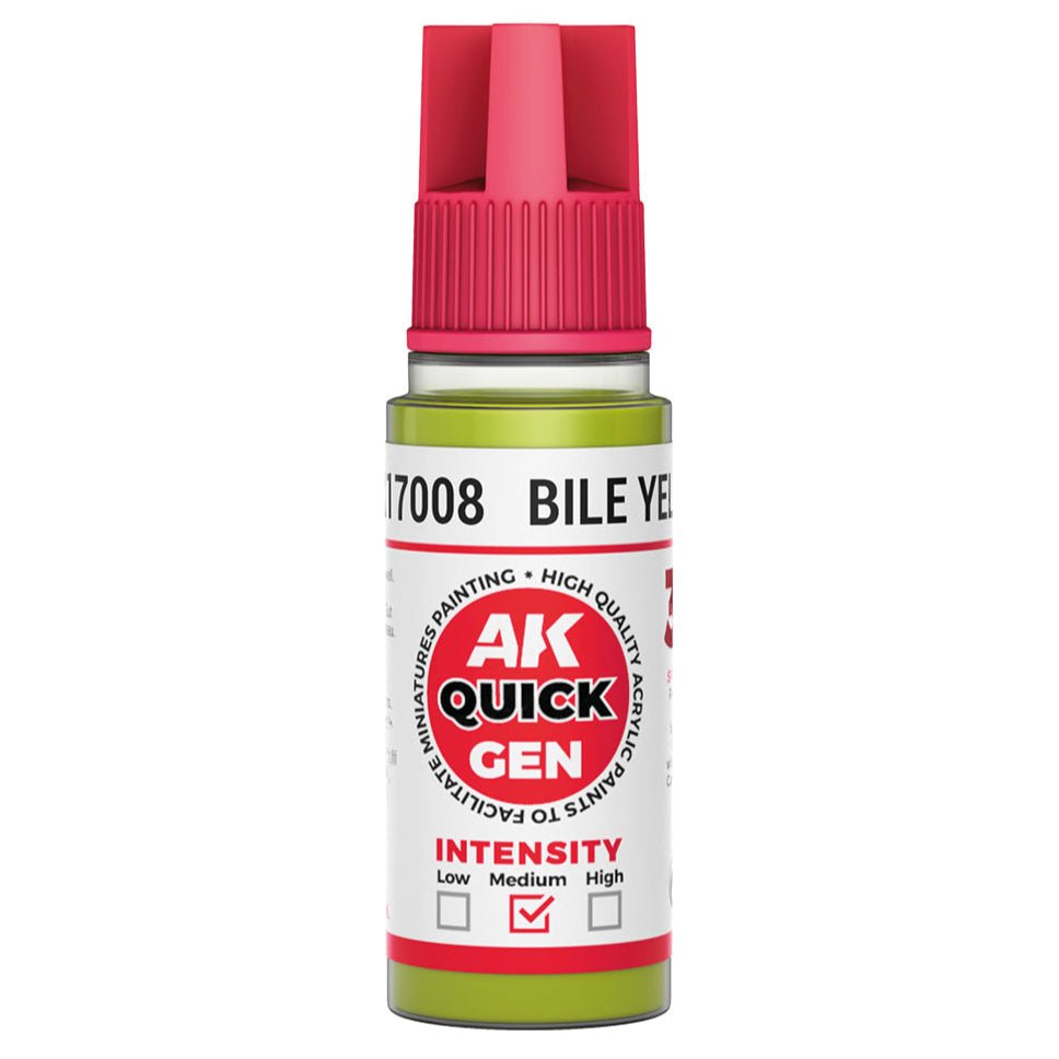 AK Quick Gen contrast paint Bile Yellow 18ml dropper bottle