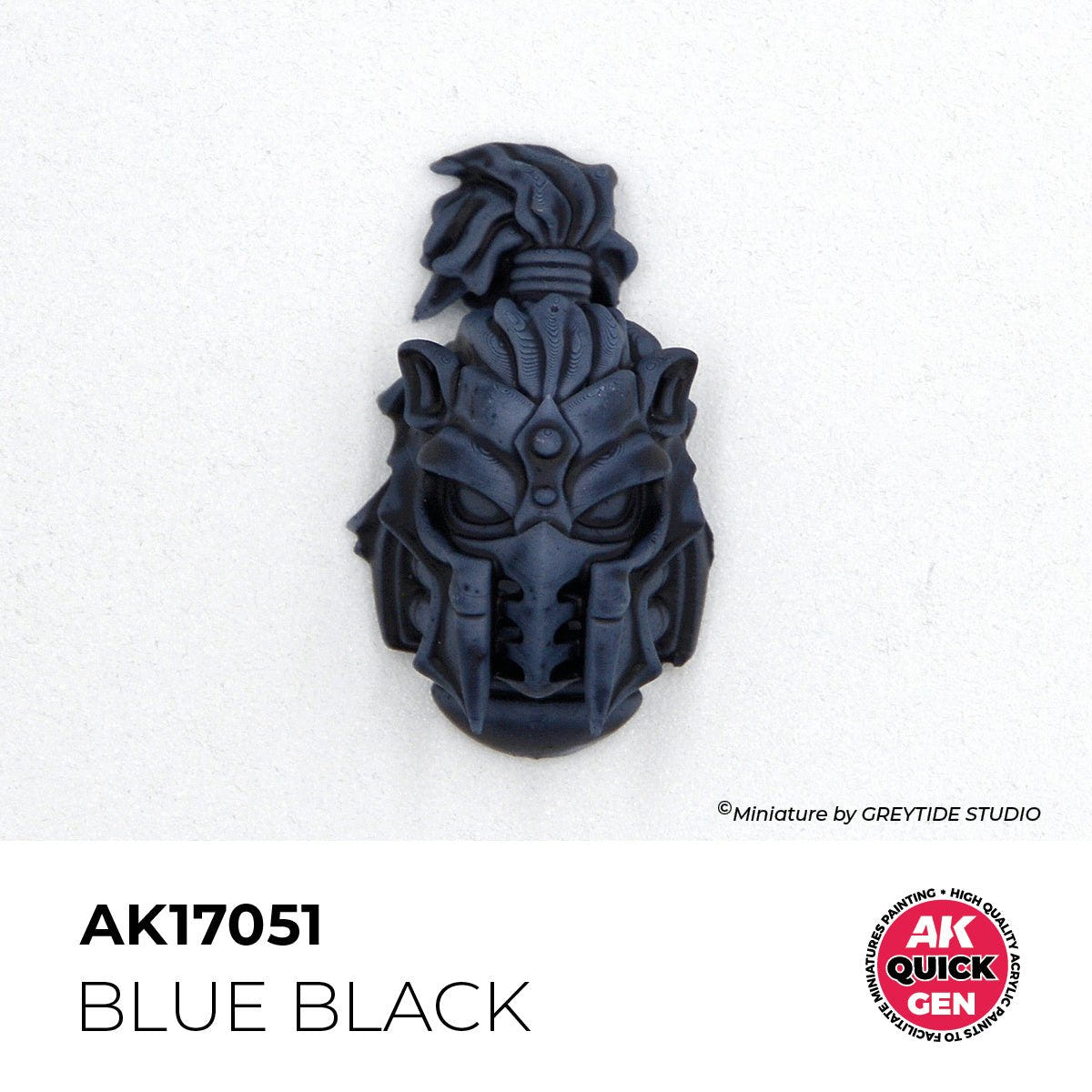 Miniature helmeted head painted with AK Interactive Quick Gen Blue Black AK17051, example finish