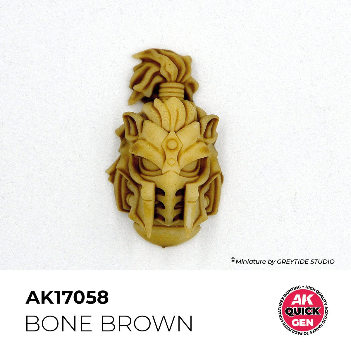 Sculpted fantasy head painted in one coat of AK Interactive Quick Gen Bone Brown AK17058