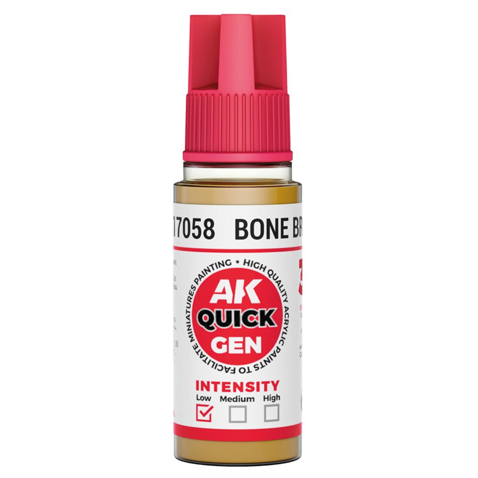 AK Quick Gen contrast paint Bone Brown 18ml dropper bottle